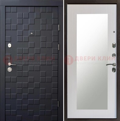 Черная стальная дверь МДФ и зеркалом ДЗ-50 в Кашире