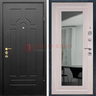 Темная стальная дверь с МДФ Капучино и зеркалом ДЗ-55 в Кашире