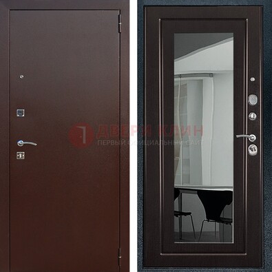 Металлическая дверь с порошковым напылением с МДФ и зеркалом ДЗ-61 в Уфе