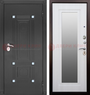 Стальная черная дверь МДФ с зеркалом ДЗ-76 в Кашире