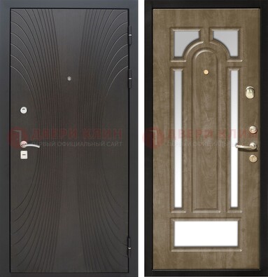 Темная металлическая дверь МДФ с различными зеркальными вставками внутри ДЗ-82 в Севастополе