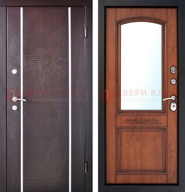 Входная дверь с МДФ и МДФ внутри с зеркалом ДЗ-88 в Кашире