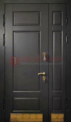 Черная полуторная железная дверь для частного дома ПЛ-2 в Кашире