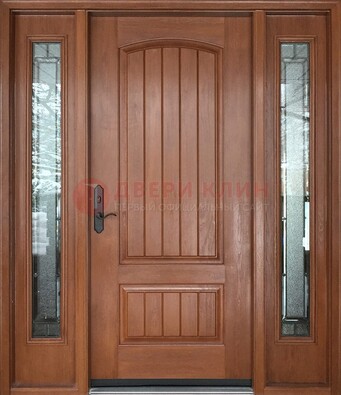 Стальная дверь с массивом дуба и витражом для дома ВЖ-17 в Кашире