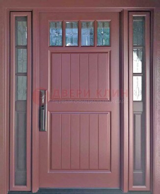 Входная дверь с массивом с фрамугами и витражом ВЖ-19 в Кашире